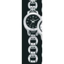 Time America Ladies` Watch W/ Stainless Link Bracelet & Black Face