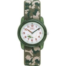 Timex Children's T78141 Green Cloth Quartz Watch with White Dial