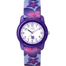 Timex Kids' T7B887 Analog Flowers Elastic Fabric Strap Watch