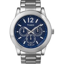 Timex Mens Classics Style Multifunction Blue Dial Stainless Steel Bracelet Watch