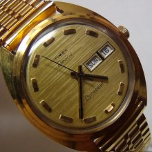 Timex Men's Gold Electric Dynabeat Dual Calendar Watch - Excellent