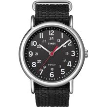 Timex Men's Weekender Black Slip-through Strap Watch ...