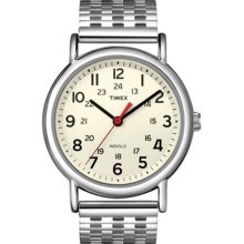 Timex Men's Weekender T2N656 Silver Stainless-Steel Quartz Watch with White Dial