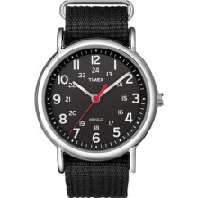 Timex T2n647 Weekender Slip Through Nylon Strap Casual Analog Watch Black