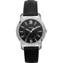 Timex T2N681 Wmns Uptown Chic Black Leather Strap