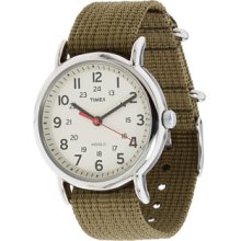 Timex Weekender Olive Slip Through Strap Watch Watches : One Size