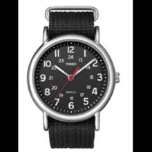 timex weekender slip-thru watch - black/black