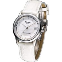 Tissot Lady Luxury Automatic Mechanical 80 Hours Power Reserve Pearl Watch White