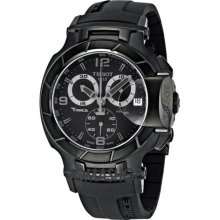 Tissot Men's 'T-Race' Black Chronograph Dial Black Rubber Strap W ...