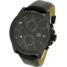 Tommy Hilfiger 1710295 Dual Time Black Leather Strap Men's Watch