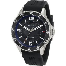 Tommy Hilfiger Men Black Dial Black Silicon Band Watch 1790835