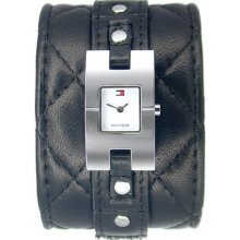 Tommy Hilfiger Women Black Quilted Leather Cuff Watch 1700340