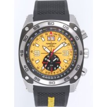 Torgoen T7 Watch - Black Polyurethane Strap, Yellow Face