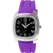 Trax Womens Tr1740-bpr Malibu Fun Purple Rubber Black Dial Crystal