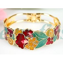 Tribal Jewelry Elegant Cloisonne Bracelet By Flower 1521