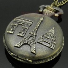 Triumphal Arch De Triomphe Paris Eiffel Tower Pantheon Pocket Watch Gift P86