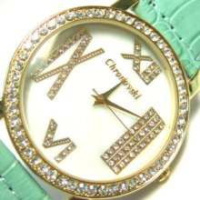 Turquoise Green Strap Womens Men Designer Watch Feg11