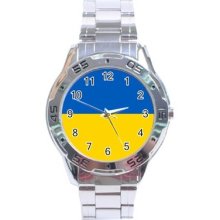 Ukraine Flag Stainless Steel Analogue Watch Ukranian