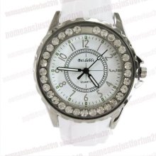 Unisex Crystal Quartz Silicone White Wrist Watch M531w