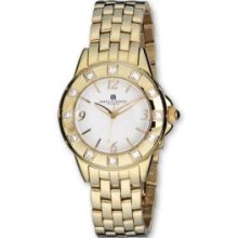 Unisex Gold-Plated Crystal Bezel Off-White Dial Watch