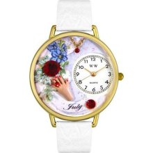 Unisex July White Leather and Goldtone Watch in Gold ...