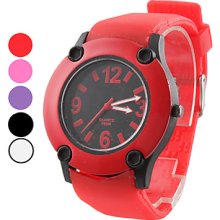 Unisex Simple Design Rubber Quartz Analog Wrist Fashion Watch (Assorted Colors)