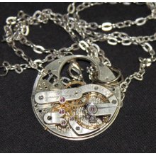 Unisex Steampunk Jules Jaccard Geneva Pocket Watch Movement Necklace P 2