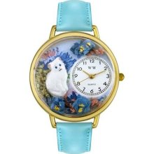 Unisex White Cat Baby Blue Leather and Goldtone Watch in Gold ...