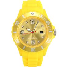 Unisex Yellow Silicone Candy Color Sport Quartz Calendar Wrist Watch - Alloy - Red