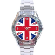 United Kingdom Flag Stainless Steel Analogue Watch Great Britain England