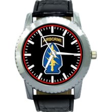 Us Army Airborne Crest Leather Band Watch