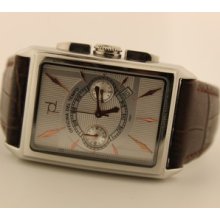 Used Officina Del Tempo Mart A33452 Mens Watch Stainless Steel Brown Leather