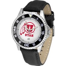 Utah Utes Mens Leather Wrist Watch