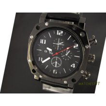 V6 Fashion Black Pu Strap White Arabic Numerals Analog Quartz Wrist Watch Mens