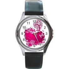 Valentine Love Unisex Silver-Tone Round Metal Watch 25