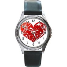 Valentine Love Unisex Silver-Tone Round Metal Watch 17