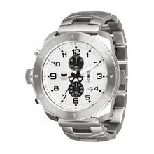 Vestal Brushed Silver Silver White-Black RES007 Men's RES007 Silver White Black Chronograph Watch