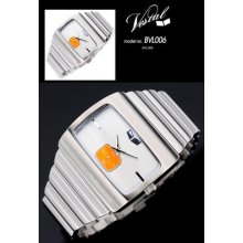 Vestal Men's Silver And Orange Second Dial Watch Bvl006