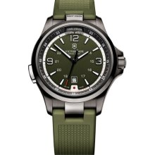 Victorinox Swiss Army 'Night Vision' Rubber Strap Watch, 42mm Green/ Gunmetal