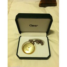 Vintage Bulova Pocket Watch W/ Chain In Box