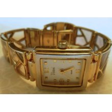 Vintage Ladies Vivani Watch - Stainless Steel with Gold and Clear Placards