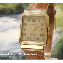 Vintage Men's 1950's Art Deco Girard-perregaux Manual Wind 17 Jewels Silver Dial