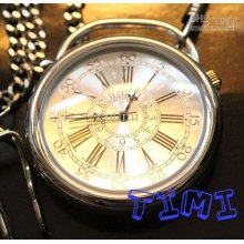 Vintage Mens/ladies Sliver Case Elegant Quartz Pocket Watch