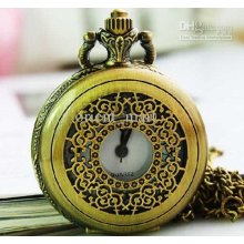 Vintage Pierced Pocket Watch Antique Round Quartz Watch Business Gif