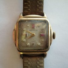 Vintage Rare Benrus 17j Diamond Face Windup Wrist Watch 13