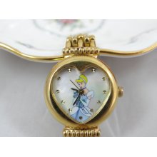 Vintage Seiko Disney Cinderella Heart Goldtone Watch MU0143 Rare and very hard to find