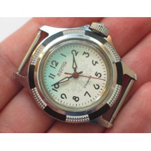 Vintage Soviet Vostok Komandirskie Mini Cadet Watch Chromed Case Minty