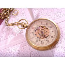 vintage style antique brass round steampunk mechanical pocket watch