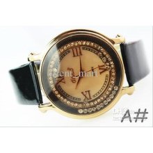 Vintage Women Leather Wrist Watch Luxury Rhinestone Roman Numerals E