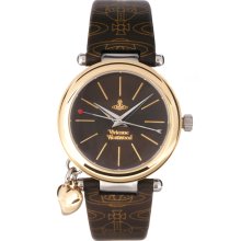 Vivienne Westwood Orb Brown and Gold Leather Strap Watch Brown and ...